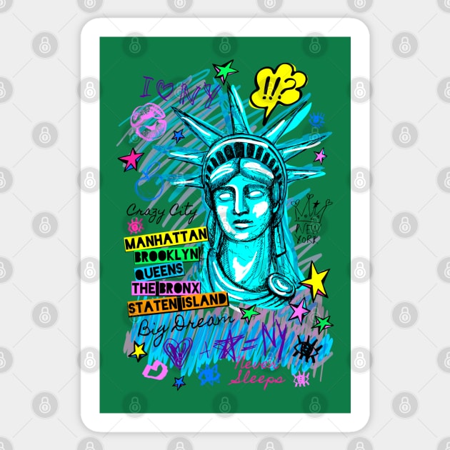 New York city statue liberty Sticker by Mako Design 